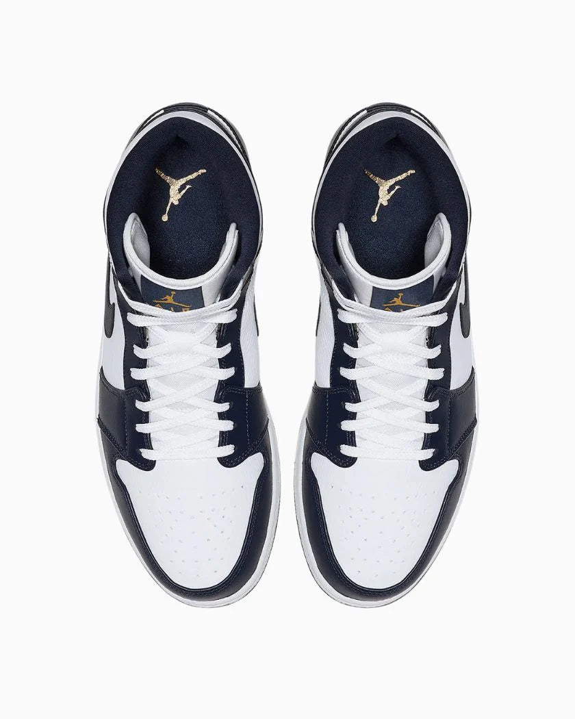 Nike Jordan 1 Mid White Metallic Gold Obsidian