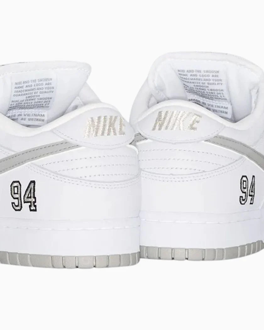 Nike SB Dunk Low Supreme 94 White Metallic Silver