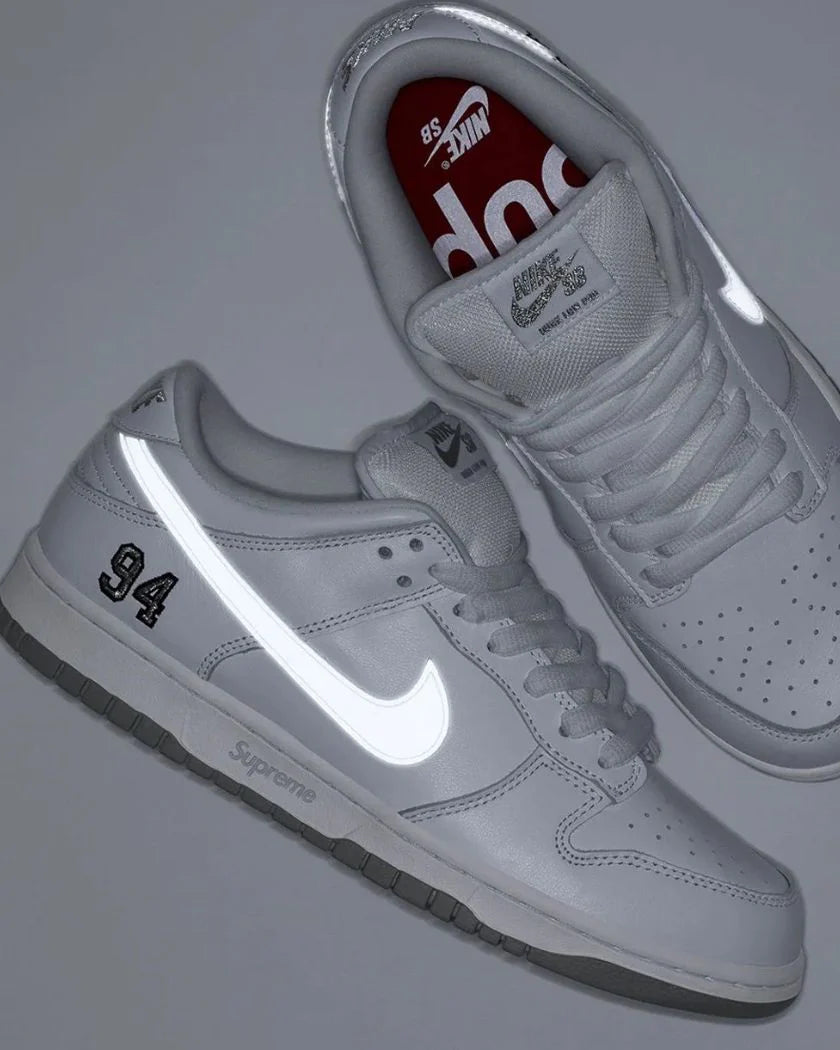 Nike SB Dunk Low Supreme 94 White Metallic Silver